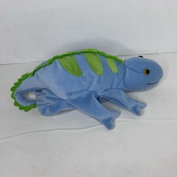 LOT Of 2 Caltoy Blue Orange Plush Pretend Play Iguana Lizard Hand Puppet - Picture 4 of 10